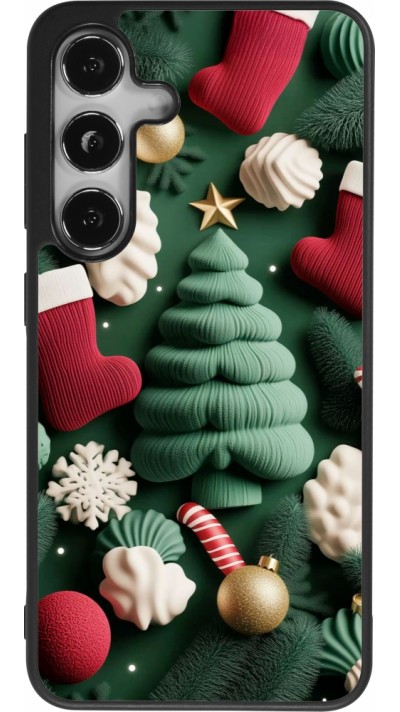 Coque Samsung Galaxy S25 - Silicone rigide noir Christmas 25 Christmas textiles