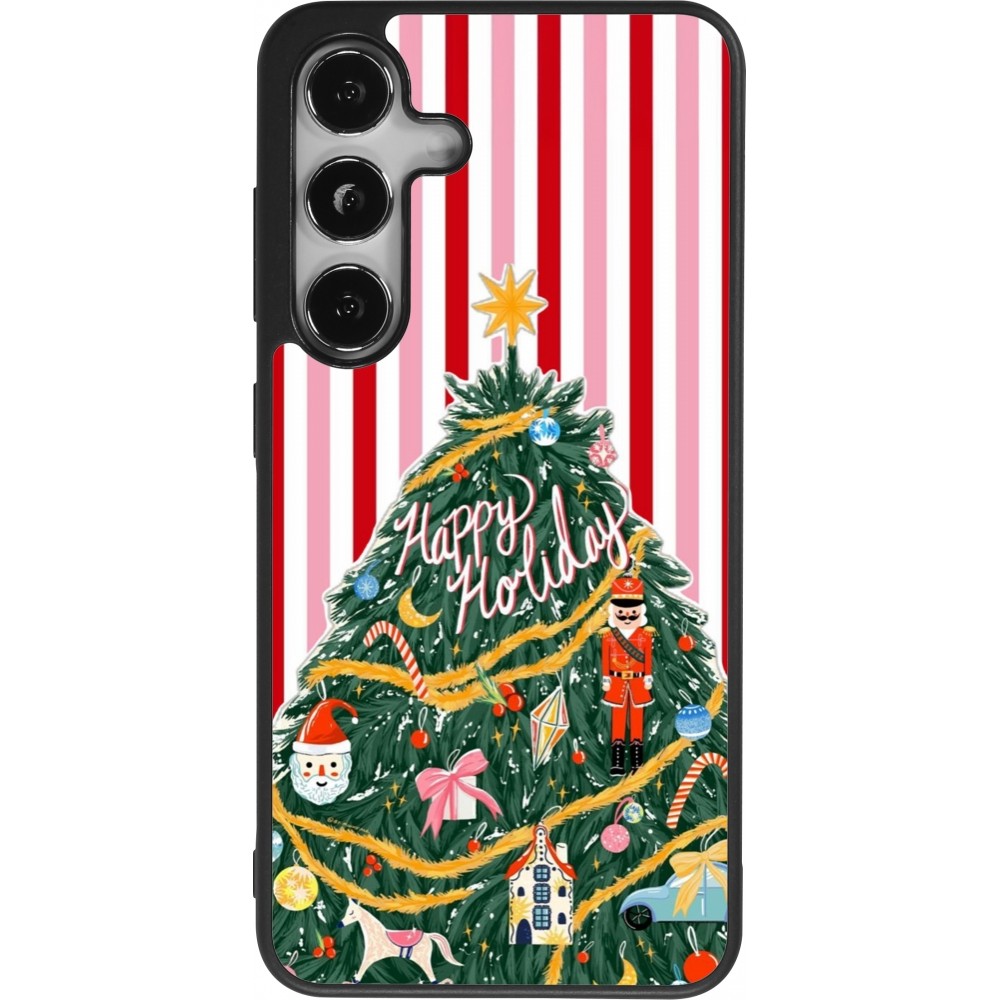 Coque Samsung Galaxy S25 - Silicone rigide noir Christmas 25 Happy Holiday