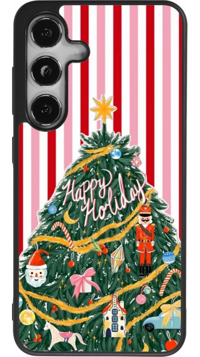 Coque Samsung Galaxy S25 - Silicone rigide noir Christmas 25 Happy Holiday