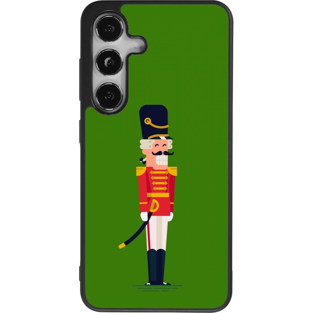 Coque Samsung Galaxy S25 - Silicone rigide noir Christmas 25 Nutcracker Green