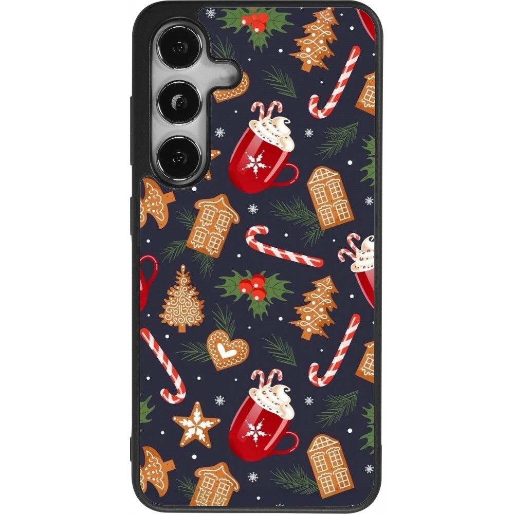 Coque Samsung Galaxy S25 - Silicone rigide noir Christmas 25 Pattern Gingerbread House