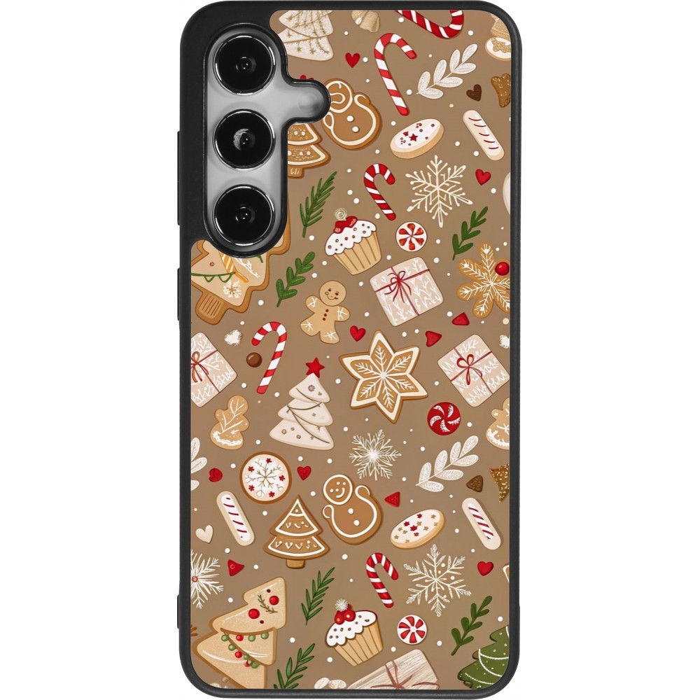 Coque Samsung Galaxy S25 - Silicone rigide noir Christmas 25 Pattern Ginger Cookie