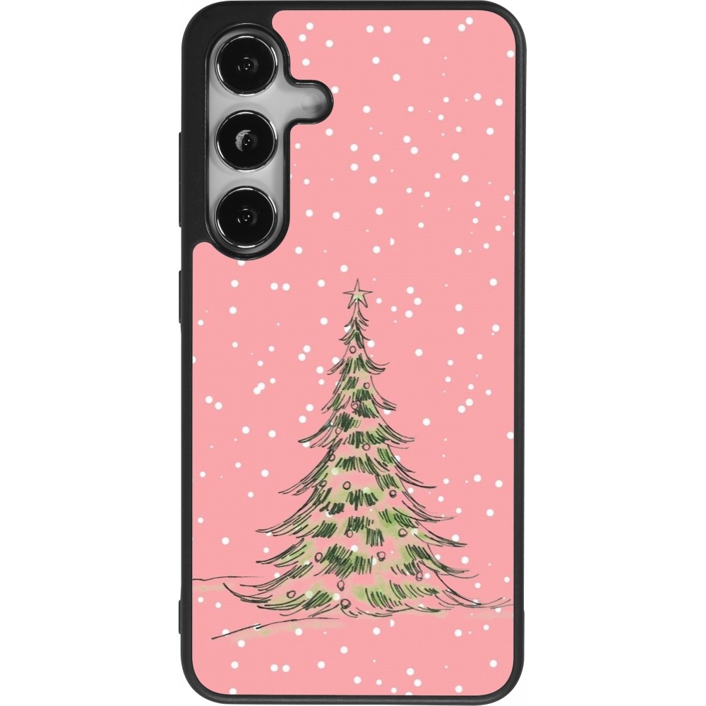 Coque Samsung Galaxy S25 - Silicone rigide noir Christmas 25 Pink Tree
