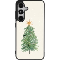 Coque Samsung Galaxy S25 - Silicone rigide noir Christmas 25 Sketch Tree