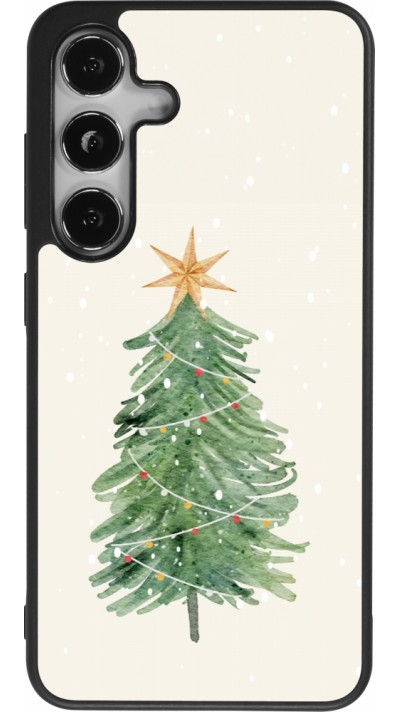 Coque Samsung Galaxy S25 - Silicone rigide noir Christmas 25 Sketch Tree