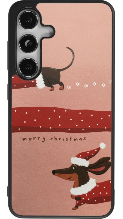 Coque Samsung Galaxy S25 - Silicone rigide noir Christmas 25 Teckel Merry Xmas