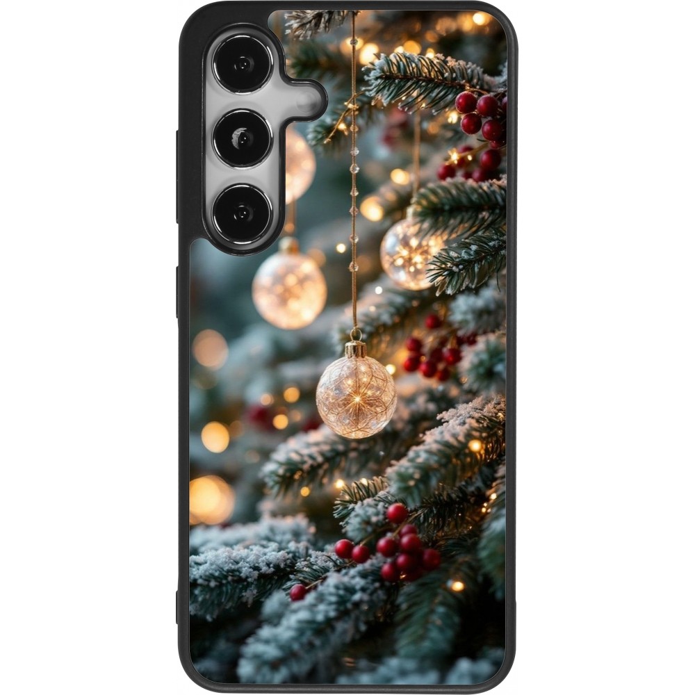 Coque Samsung Galaxy S25 - Silicone rigide noir Christmas 25 Xmas Decorated Tree