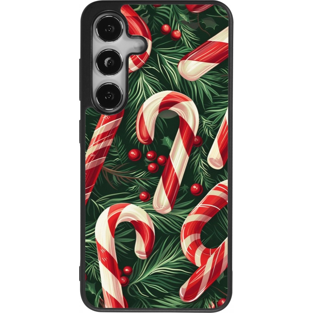 Coque Samsung Galaxy S25 - Silicone rigide noir Christmas 25 Xmas Stick