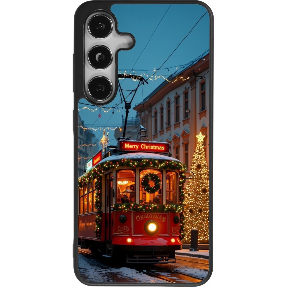 Coque Samsung Galaxy S25 - Silicone rigide noir Christmas 25 Xmas Train