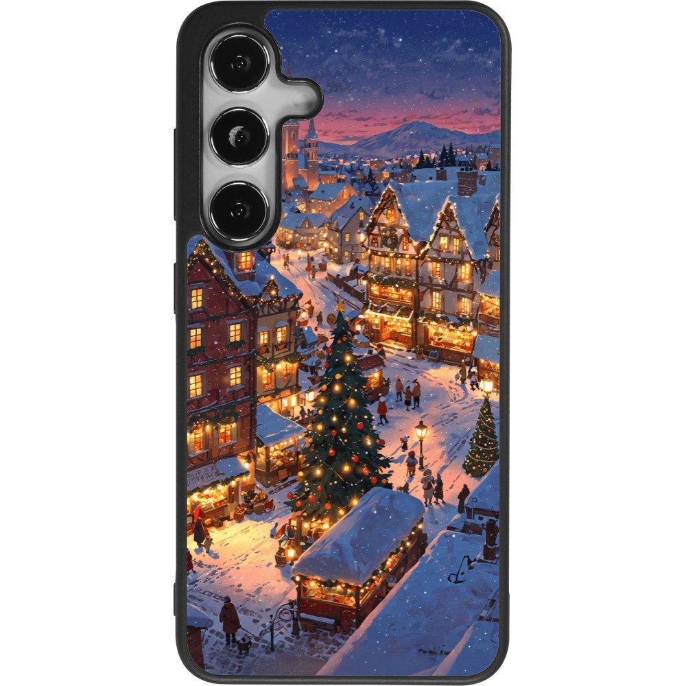 Coque Samsung Galaxy S25 - Silicone rigide noir Christmas 25 Xmas Village