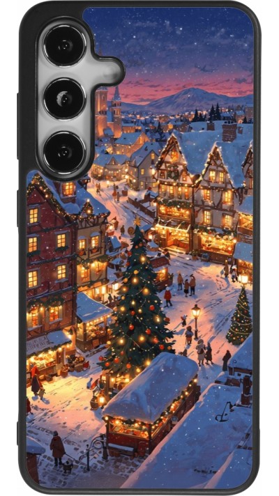 Coque Samsung Galaxy S25 - Silicone rigide noir Christmas 25 Xmas Village