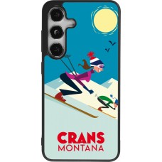 Coque Samsung Galaxy S25 - Silicone rigide noir Crans-Montana Ski Downhill