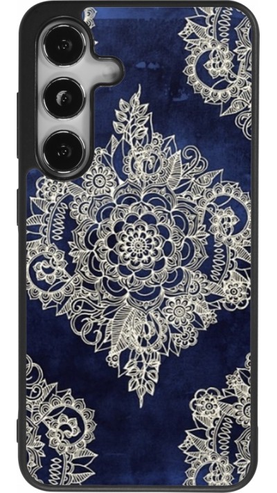 Samsung Galaxy S25 Case Hülle - Silikon schwarz Cream Flower Moroccan