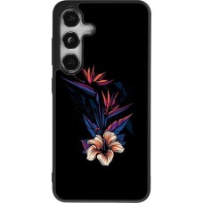 Samsung Galaxy S25 Case Hülle - Silikon schwarz Dark Flowers