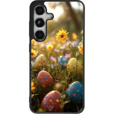 Coque Samsung Galaxy S25 - Silicone rigide noir Easter 2026 Decorated eggs