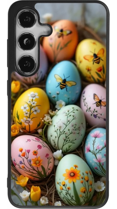 Coque Samsung Galaxy S25 - Silicone rigide noir Easter 2026 Eggs with bees