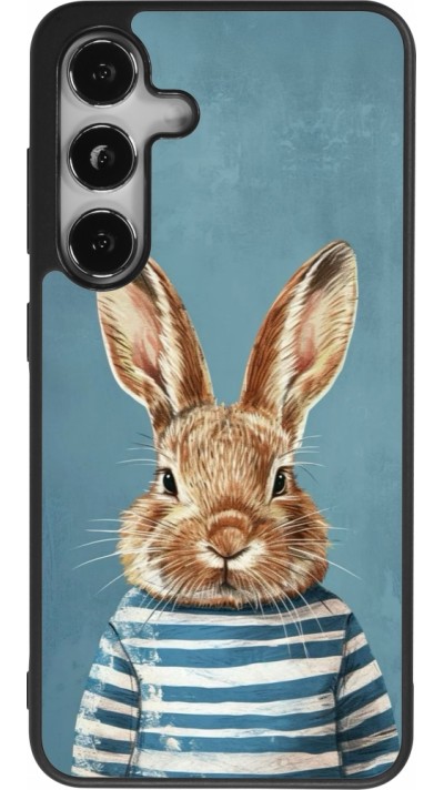 Coque Samsung Galaxy S25 - Silicone rigide noir Easter 2026 Rabbit navy
