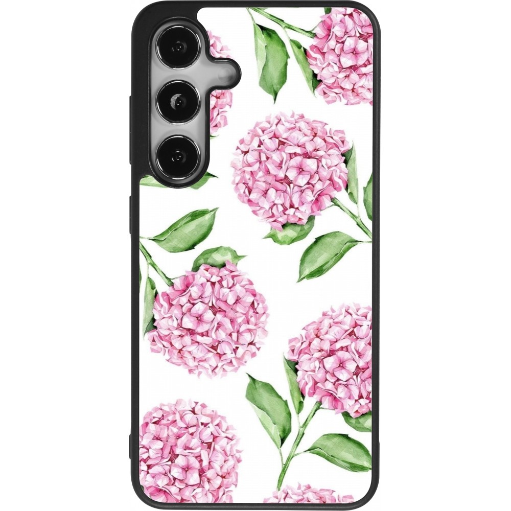 Coque Samsung Galaxy S25 - Silicone rigide noir Easter 2024 pink flowers