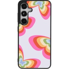 Coque Samsung Galaxy S25 - Silicone rigide noir Easter 2024 rainbow butterflies