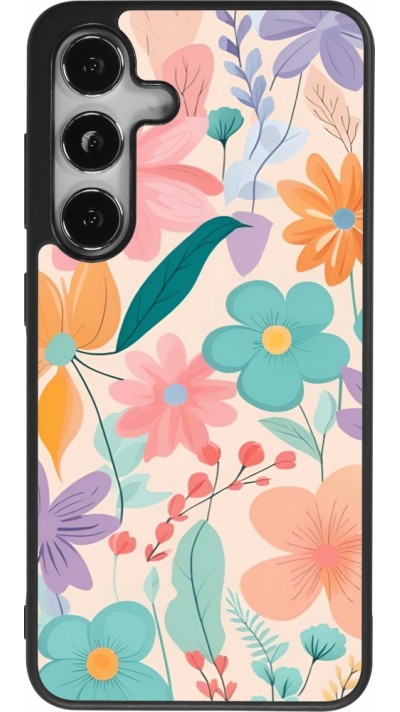 Samsung Galaxy S25 Case Hülle - Silikon schwarz Easter 2024 spring flowers