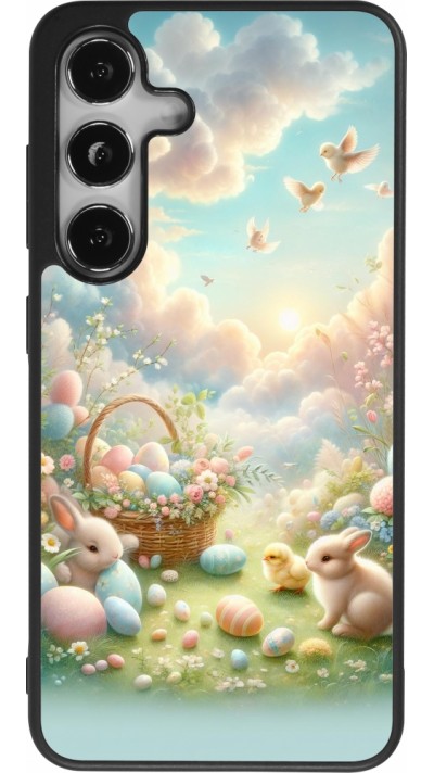 Coque Samsung Galaxy S25 - Silicone rigide noir Easter 2025 Pastel Pâques