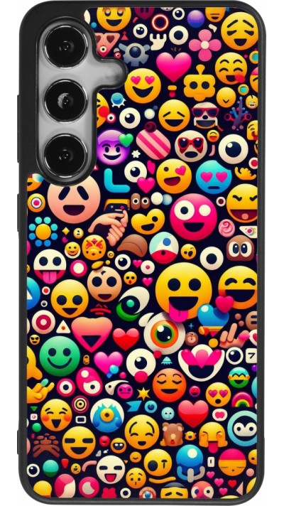 Samsung Galaxy S25 Case Hülle - Silikon schwarz Emoji Mix Farbe