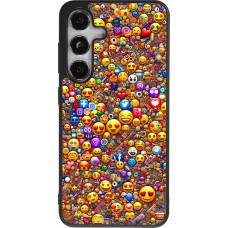 Coque Samsung Galaxy S25 - Silicone rigide noir Emoji mixed