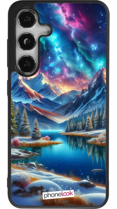 Samsung Galaxy S25 Case Hülle - Silikon schwarz Fantasiebergsee Himmel Sterne