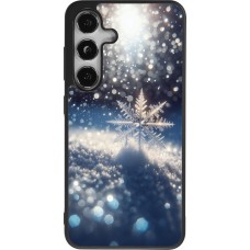 Coque Samsung Galaxy S25 - Silicone rigide noir Flocon Solaire Éclat