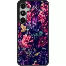 Coque Samsung Galaxy S25 - Silicone rigide noir Flowers Dark