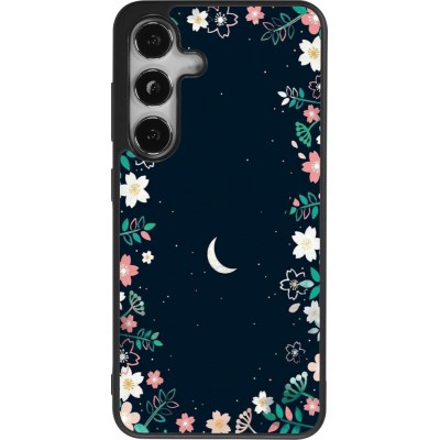 Coque Samsung Galaxy S25 - Silicone rigide noir Flowers space