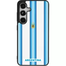 Coque Samsung Galaxy S25 - Silicone rigide noir Maillot de football Argentine 2026 personnalisable