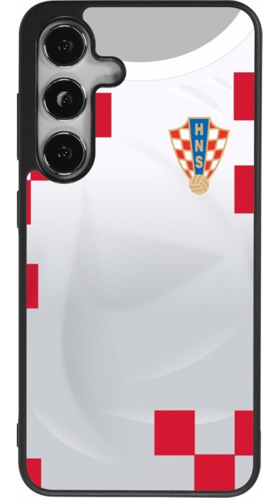 Samsung Galaxy S25 Case Hülle - Silikon schwarz Kroatien 2022 personalisierbares Fussballtrikot