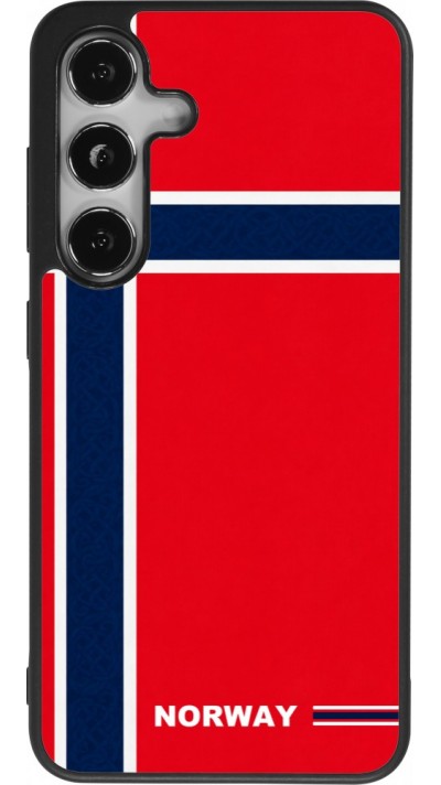 Coque Samsung Galaxy S25 - Silicone rigide noir Maillot de football Norvège 2026 personnalisable