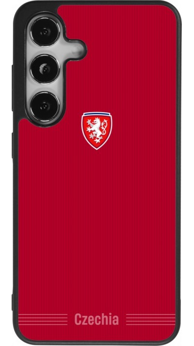Coque Samsung Galaxy S25 - Silicone rigide noir Maillot de football Répuplique Tchèque 2026 personnalisable