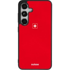 Coque Samsung Galaxy S25 - Silicone rigide noir Maillot de football Suisse 2026 personnalisable