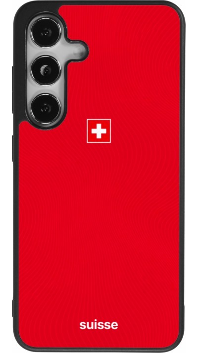 Coque Samsung Galaxy S25 - Silicone rigide noir Maillot de football Suisse 2026 personnalisable
