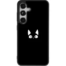 Coque Samsung Galaxy S25 - Silicone rigide noir Funny cat on black