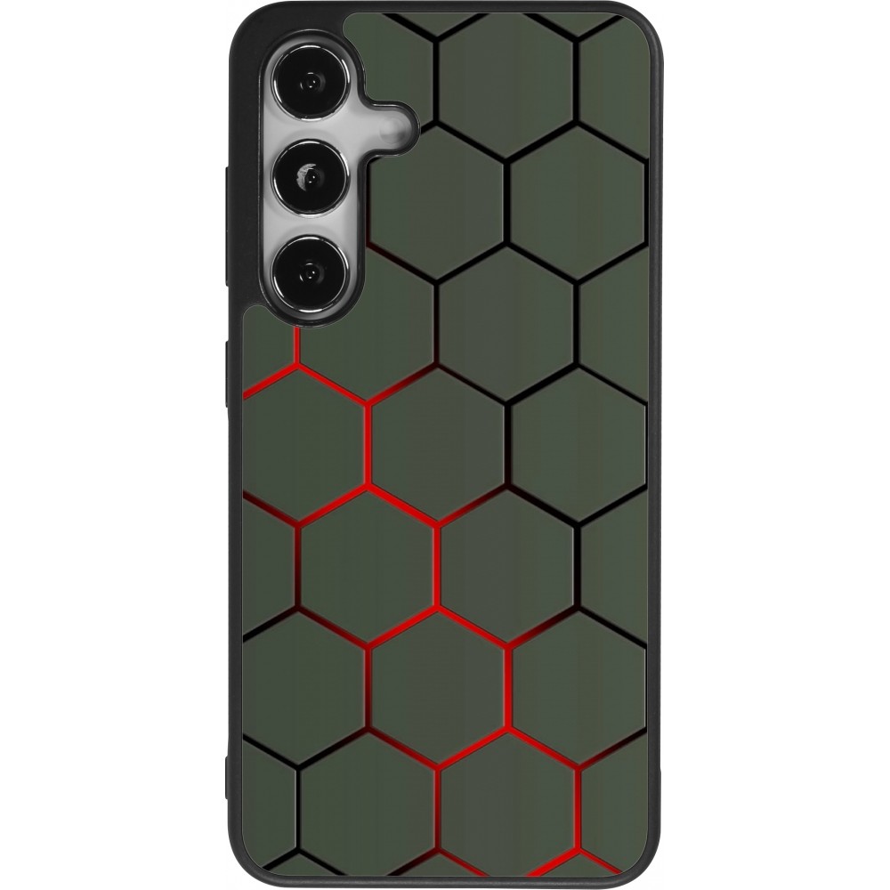Samsung Galaxy S25 Case Hülle - Silikon schwarz Geometric Line red