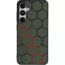 Coque Samsung Galaxy S25 - Silicone rigide noir Geometric Line red