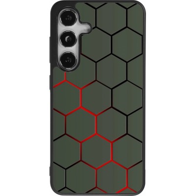 Samsung Galaxy S25 Case Hülle - Silikon schwarz Geometric Line red