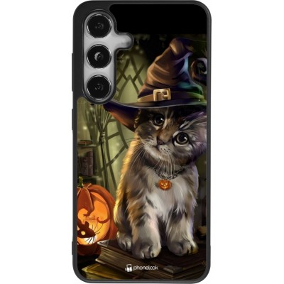 Coque Samsung Galaxy S25 - Silicone rigide noir Halloween 21 Witch cat