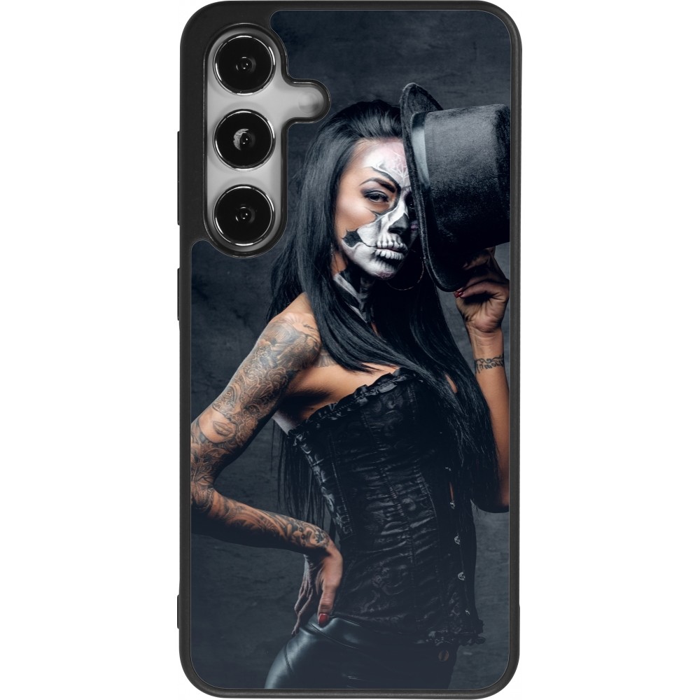 Coque Samsung Galaxy S25 - Silicone rigide noir Halloween 22 Tattooed Girl