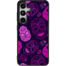 Coque Samsung Galaxy S25 - Silicone rigide noir Halloween 2023 pink skulls