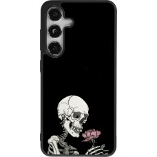 Coque Samsung Galaxy S25 - Silicone rigide noir Halloween 2023 rose and skeleton