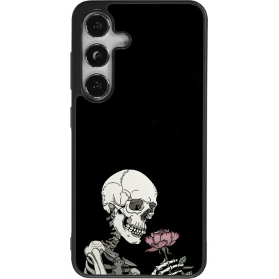 Samsung Galaxy S25 Case Hülle - Silikon schwarz Halloween 2023 rose and skeleton
