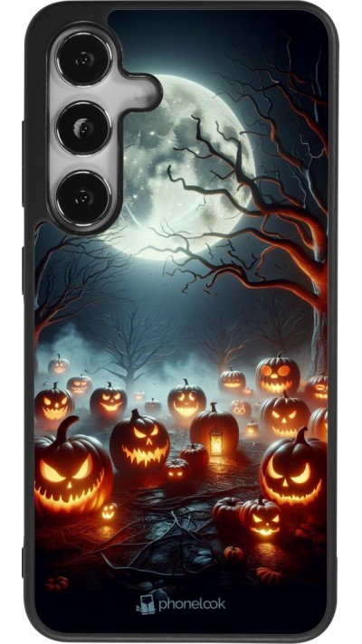 Samsung Galaxy S25 Case Hülle - Silikon schwarz Halloween 2024 Viele Kuerbisse
