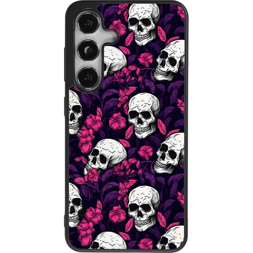 Coque Samsung Galaxy S25 - Silicone rigide noir Halloween 2024 romantic skulls
