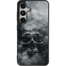 Coque Samsung Galaxy S25 - Silicone rigide noir Halloween 2024 smoky skull