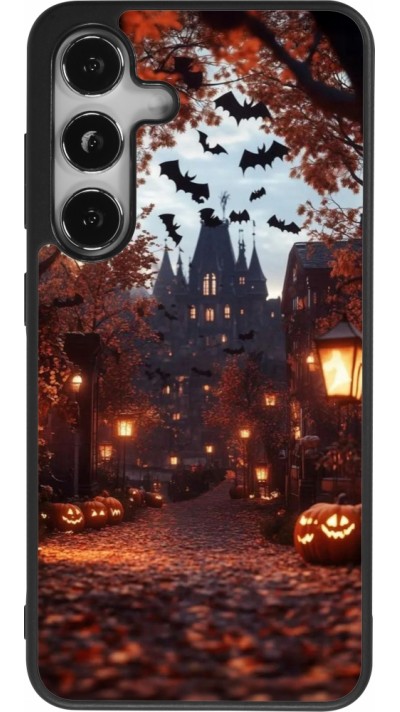 Coque Samsung Galaxy S25 - Silicone rigide noir Halloween 2025 Haunted house
